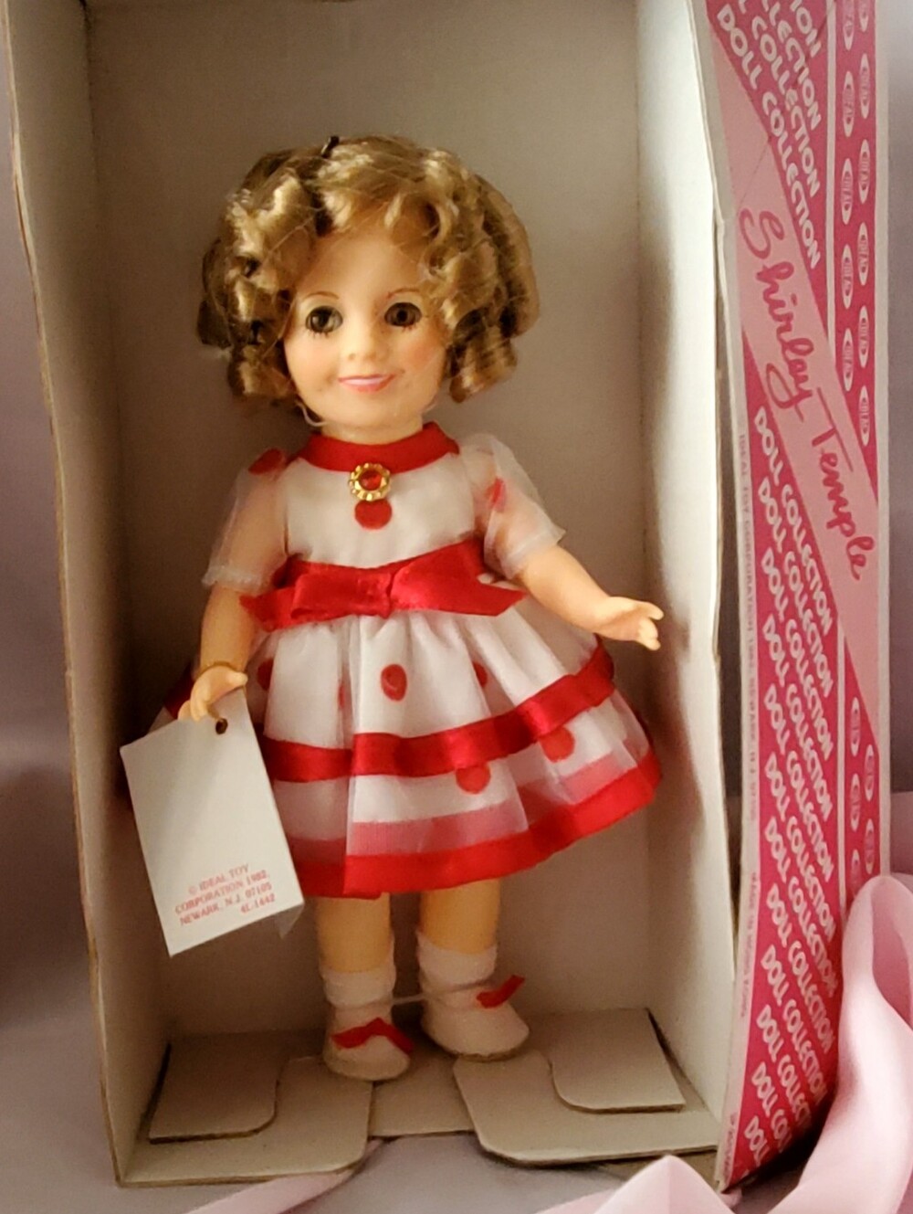 Vintage Shirley Temple 8" Doll 1982 Red Polka Dot Dress with Box by Ideal